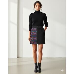 Milly Mohair Couture Wool Tweed Mini Skirt Black Purple Blue Size 6 NEW
